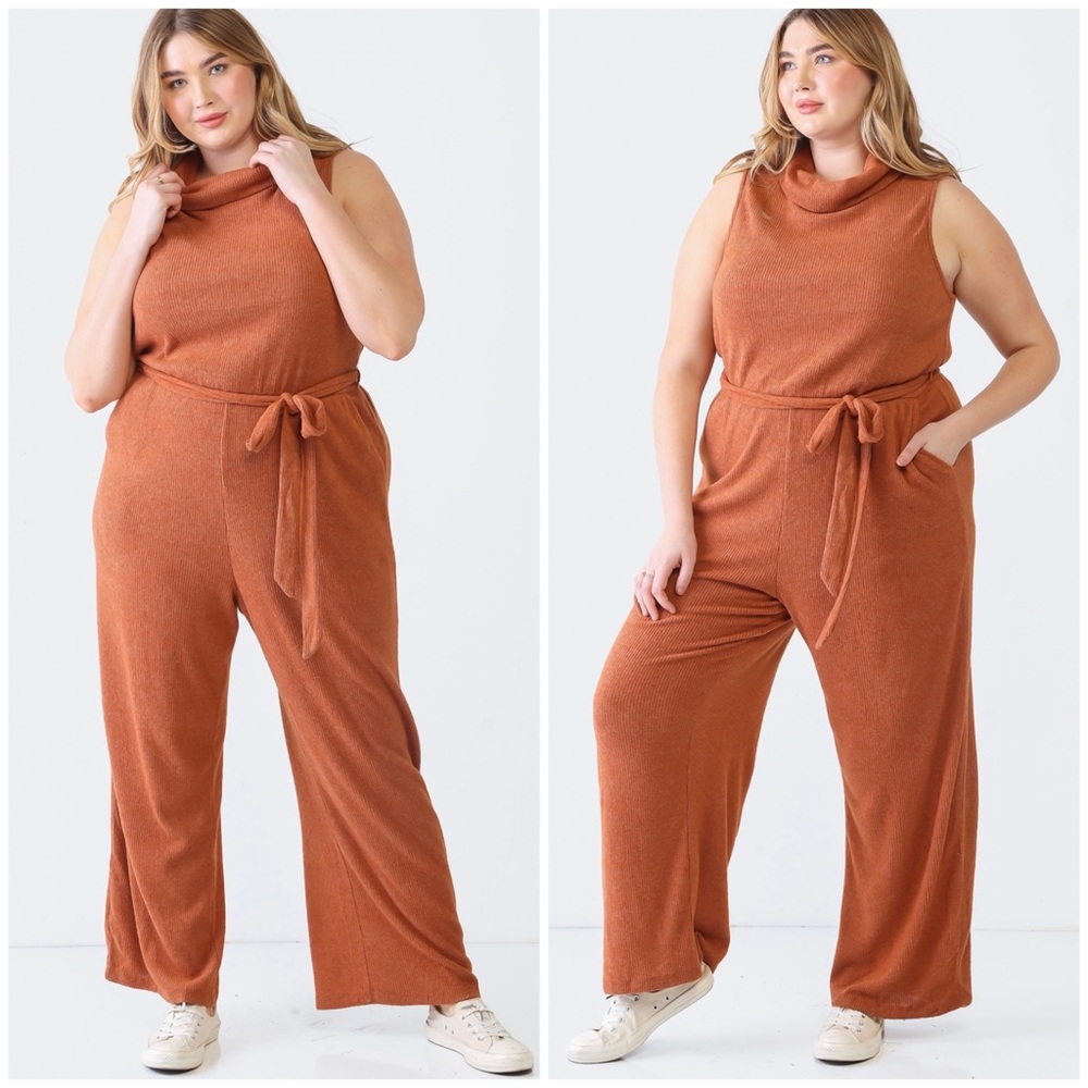 LAST 1❗️Plus Size GILLI Light Rust Cowl Neck Jumpsuit - Picture 2 of 5